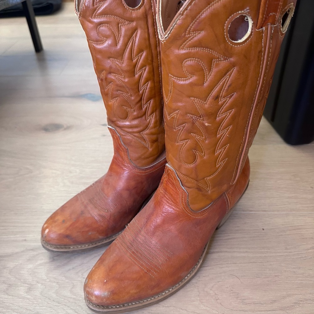 Men's Tan Leather Cowboy Boots